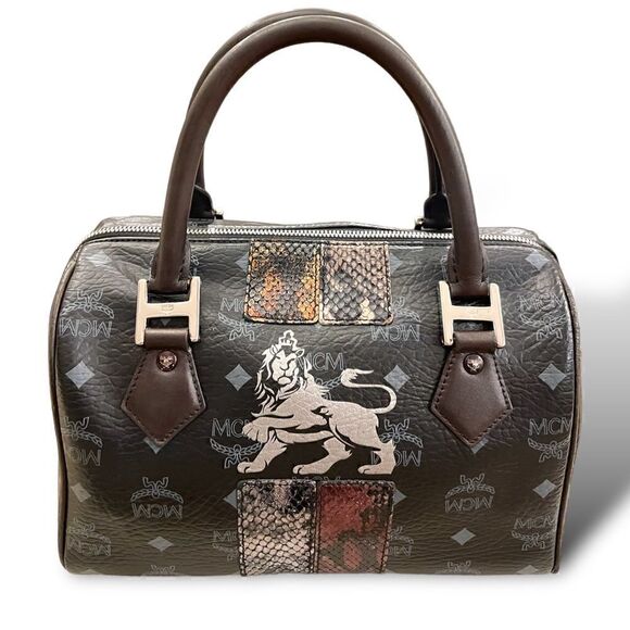 MCM Visetos Python Lion Princess Boston Top Handle Bag - Picture 5 of 13